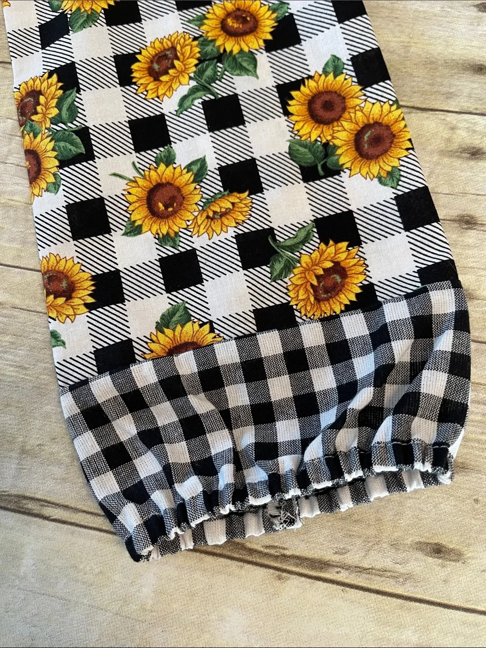 Grocery Bag Holder Sunflower & Buffalo Check Cotton Sac Holder Organizer